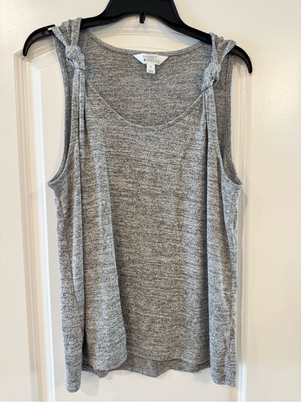 Market & Spruce Light Heather Gray Knot-Shoulder Tank Top